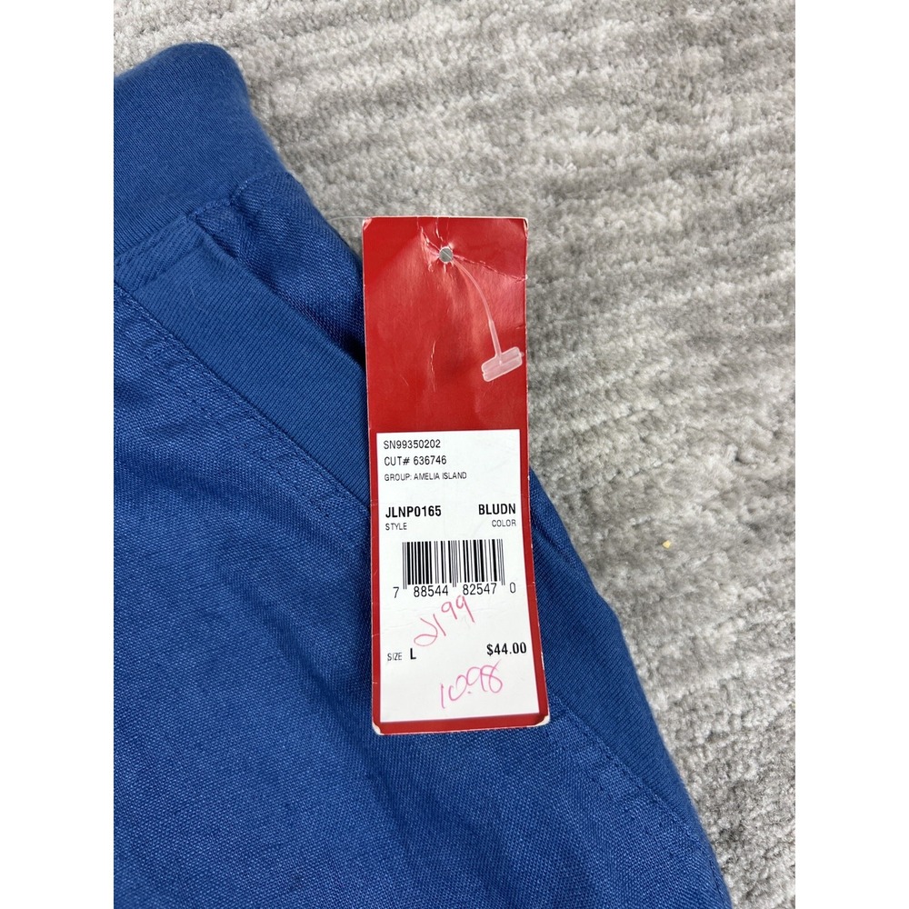 Weekend Choices Pants Womens L Blue Linen Cropped Wide Leg Drawstring‎ JLNP0165 - Picture 11 of 13